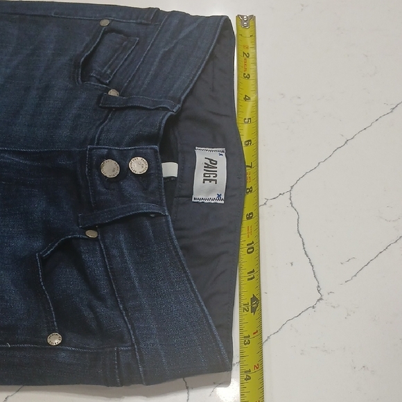 Womens Blue Denim Jeans By Paige, Sz 27, Straight Cut , Long Leg, Stretch - Picture 12 of 15